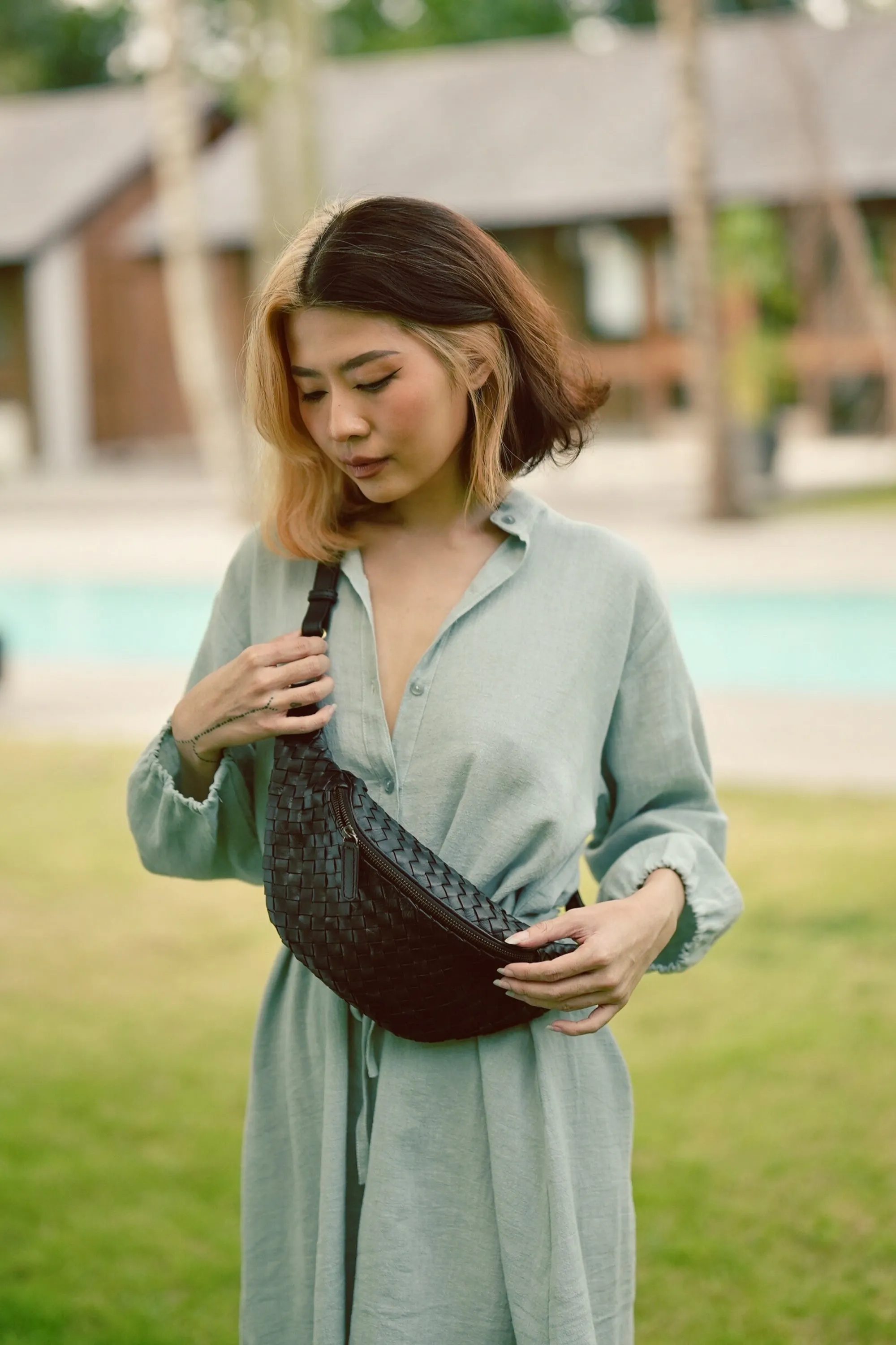 Makayla Handwoven Leather Fanny Pack