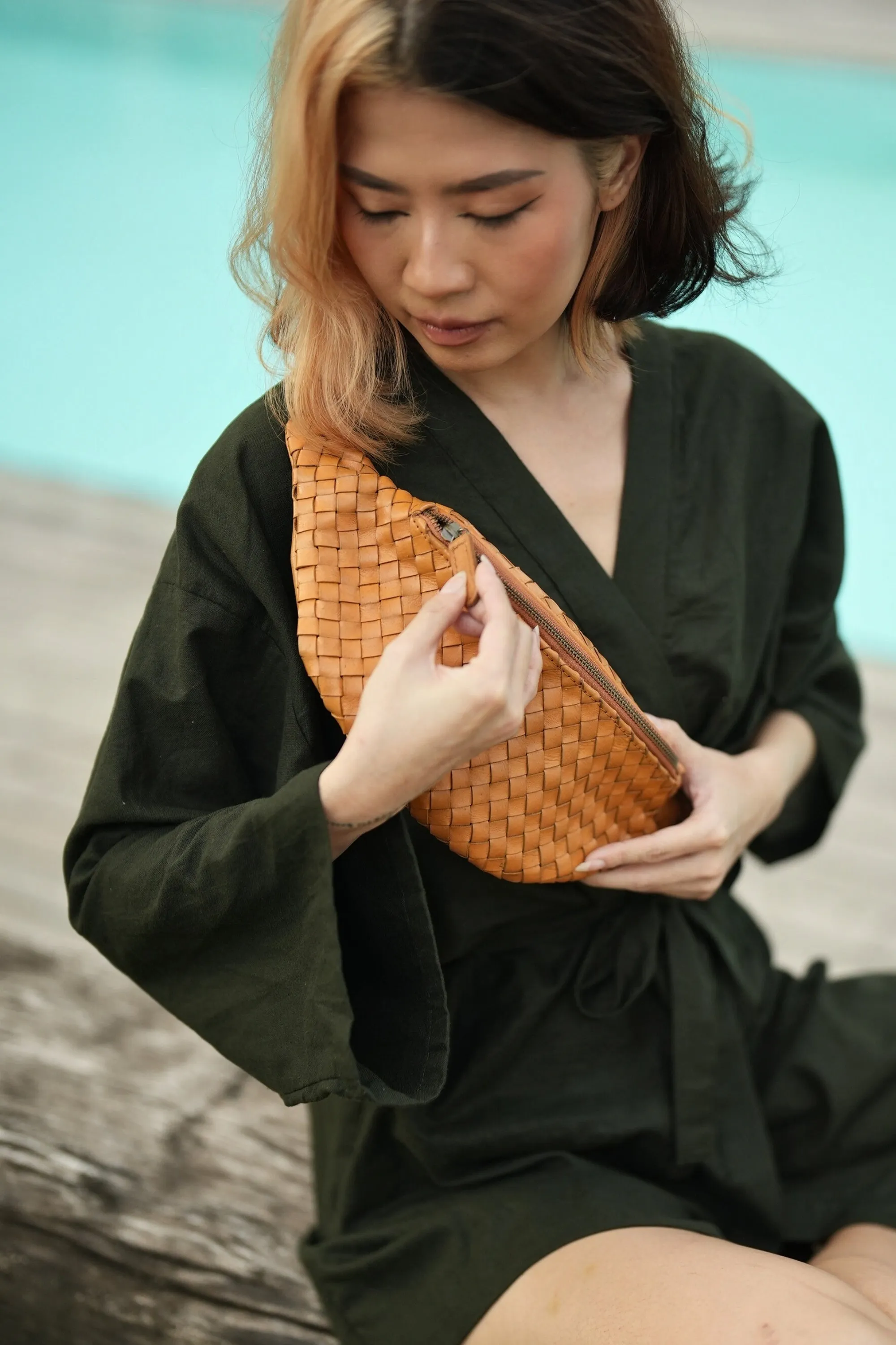 Makayla Handwoven Leather Fanny Pack