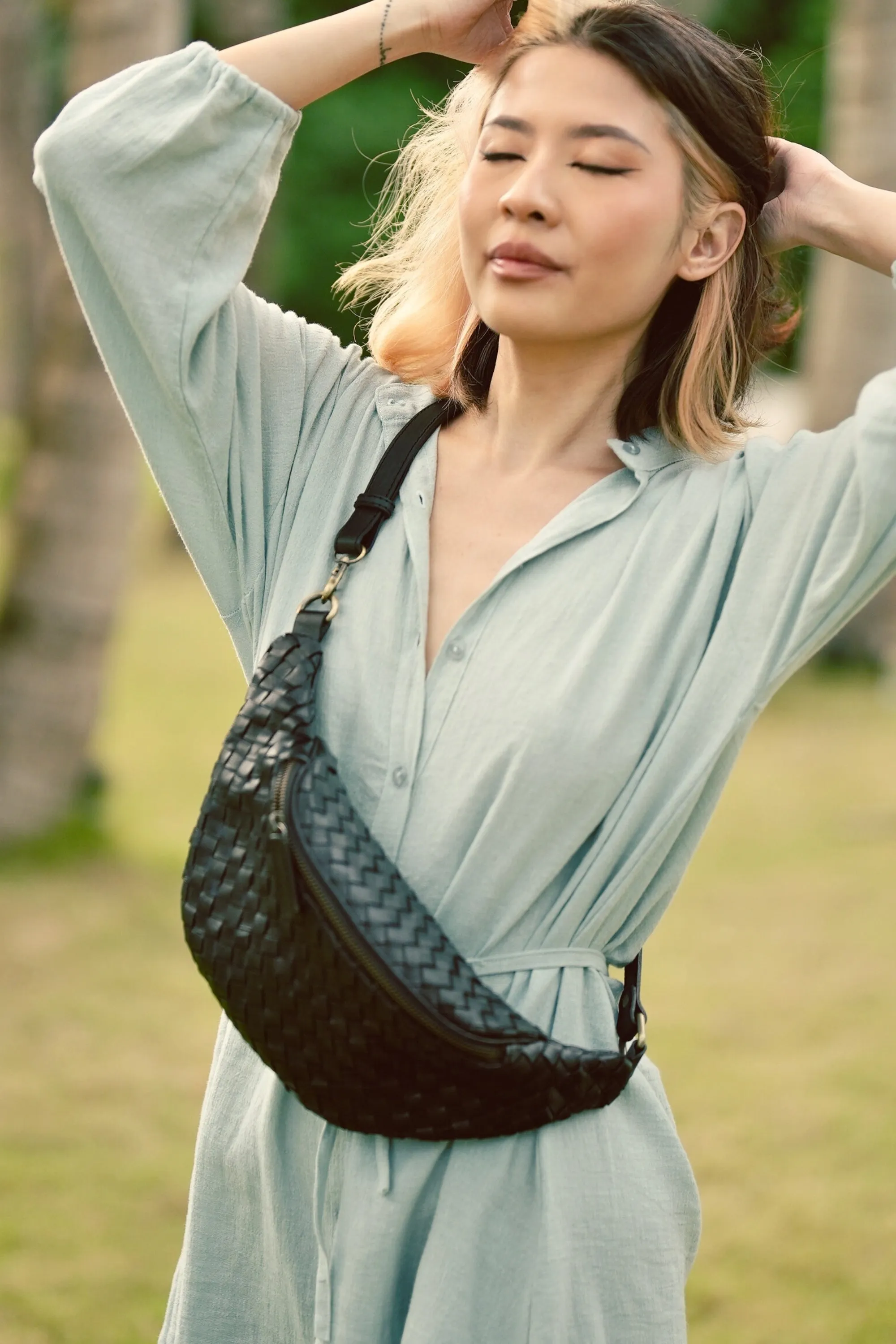 Makayla Handwoven Leather Fanny Pack