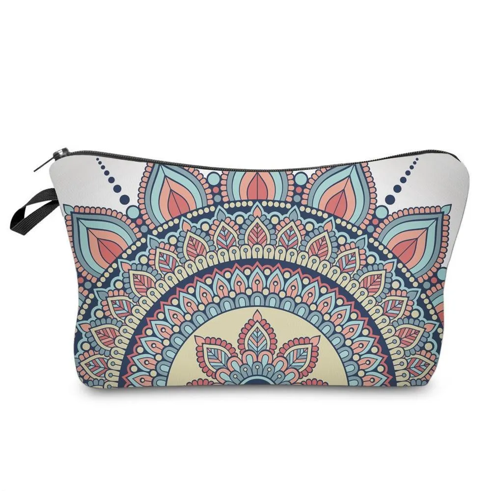 Mandala Print Makeup Bag Cosmetic Purse Travel Pouch Makeup Organizer