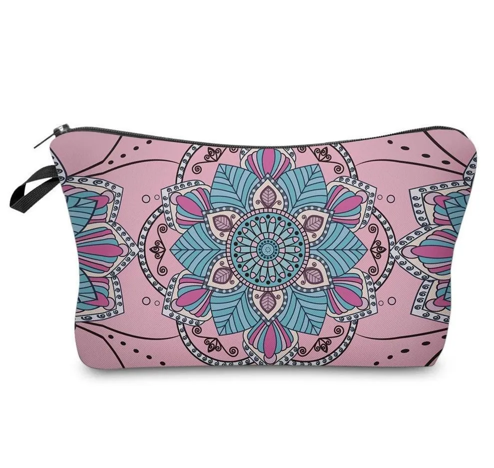 Mandala Print Makeup Bag Cosmetic Purse Travel Pouch Makeup Organizer