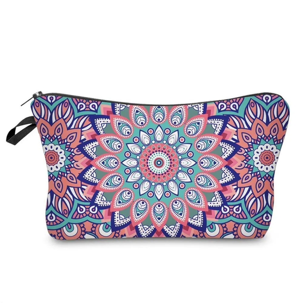 Mandala Print Makeup Bag Cosmetic Purse Travel Pouch Makeup Organizer