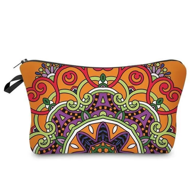 Mandala Print Makeup Bag Cosmetic Purse Travel Pouch Makeup Organizer