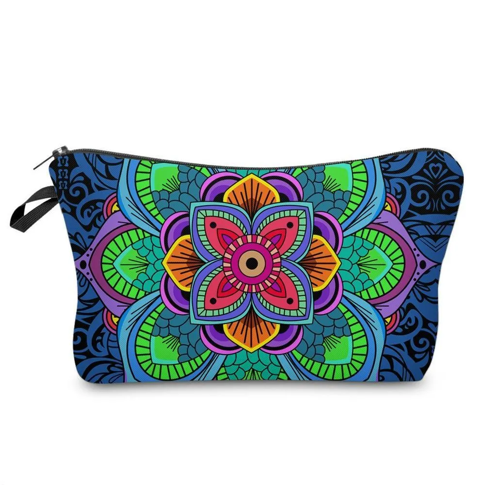 Mandala Print Makeup Bag Cosmetic Purse Travel Pouch Makeup Organizer