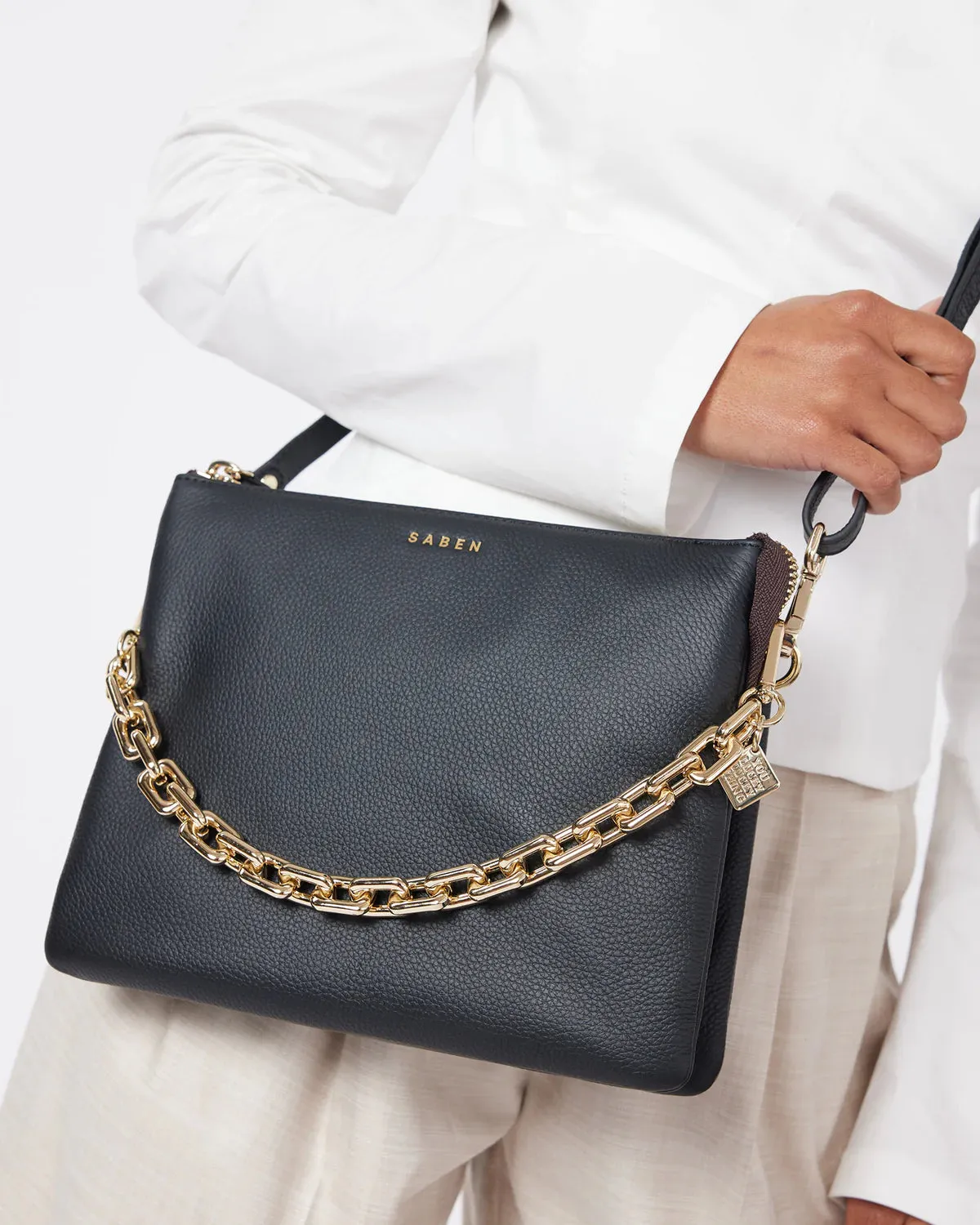 Matilda Crossbody | Black   Chunky Chain