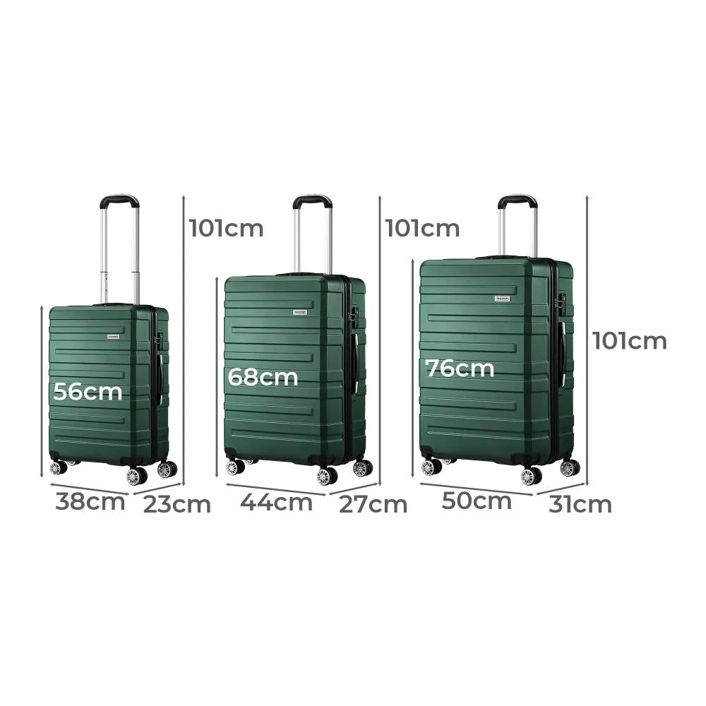 Mazam 3PCS Luggage Suitcase Trolley Set Travel TSA Lock Storage Hard Case Green