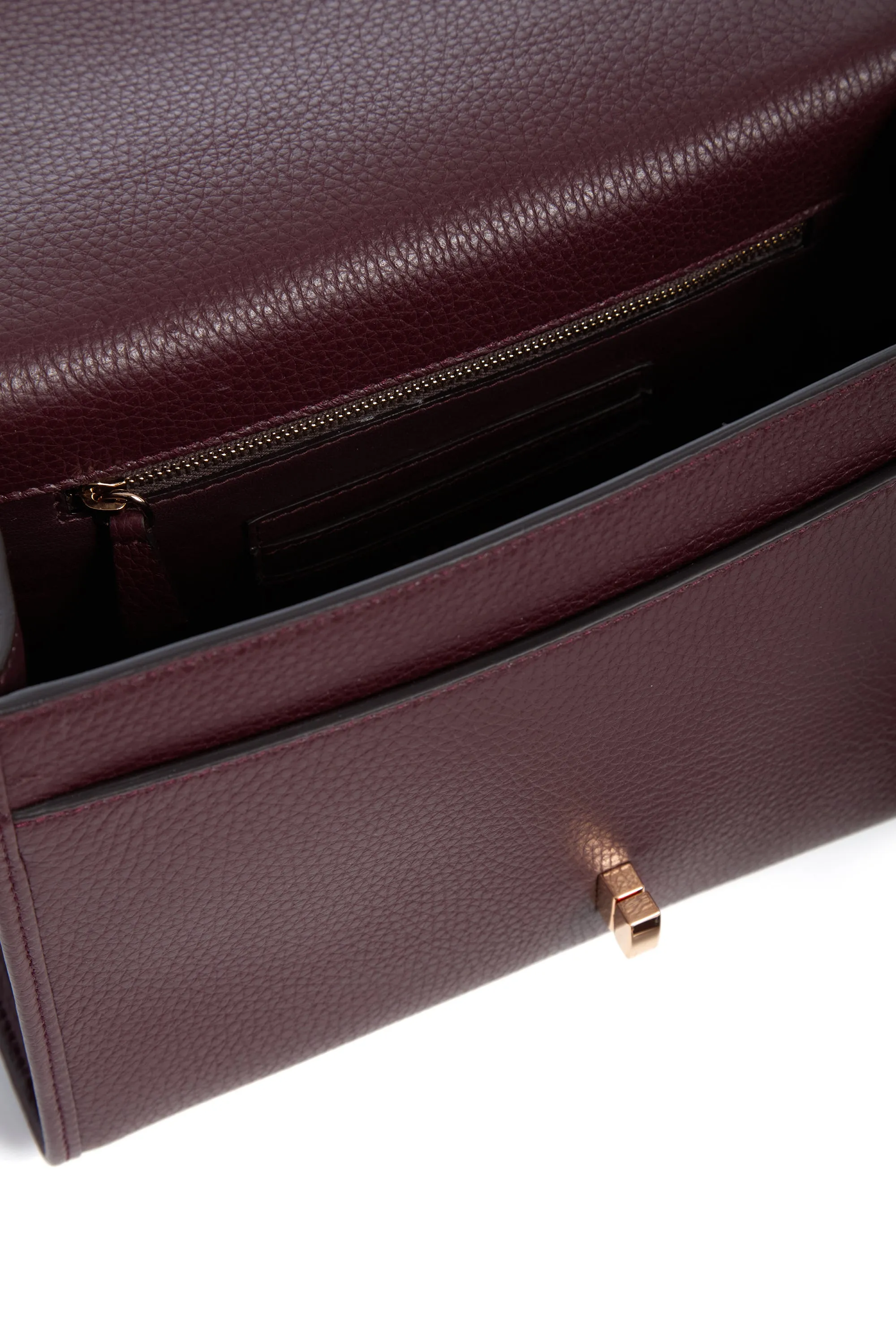 Medium Leonora Flap Bag in Bordeaux Textured Leather