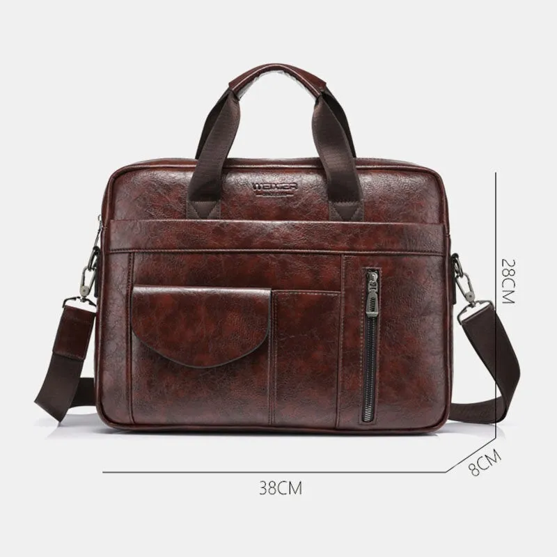 Men Multi-pocket Anti-theft Crossbody Bags Large Capacity Retro 13.3 Inch Laptop Messenger Bag Briefcase Shoulder