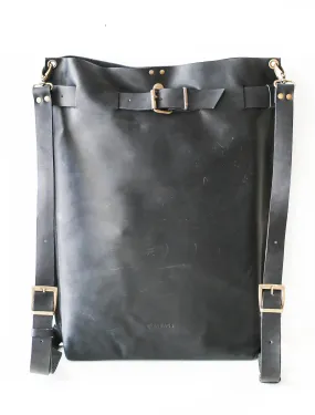 Men's Black Leather Backpack