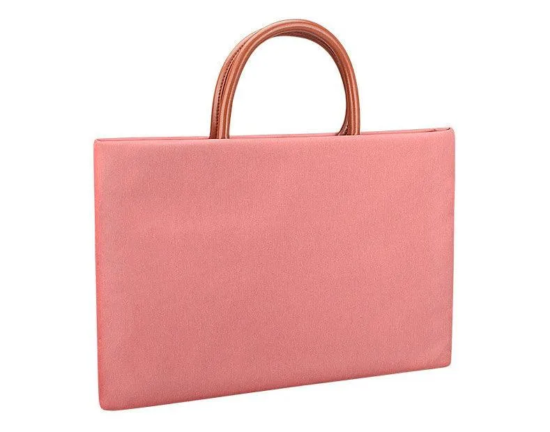 Men's Casual Waterproof Breathable Soft Leather Handle Laptop Bag-Pink