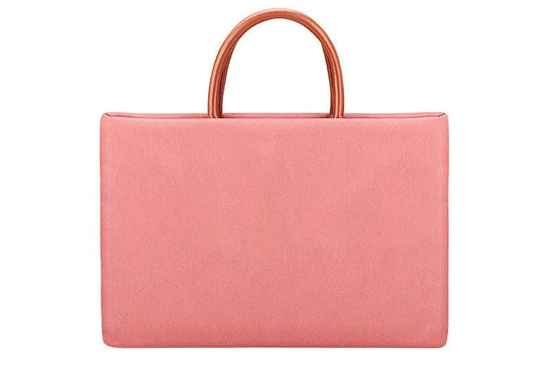 Men's Casual Waterproof Breathable Soft Leather Handle Laptop Bag-Pink