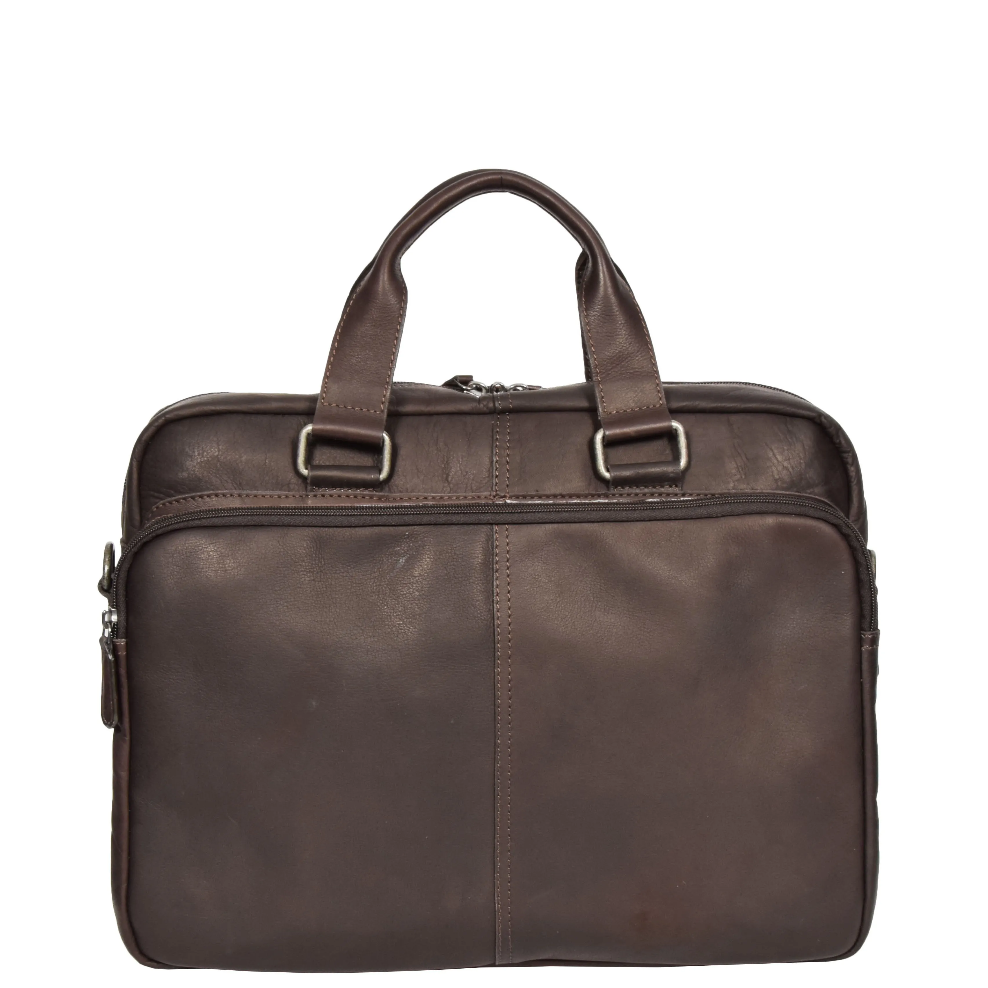 Mens Leather Laptop Organiser Briefcase HL341 Brown