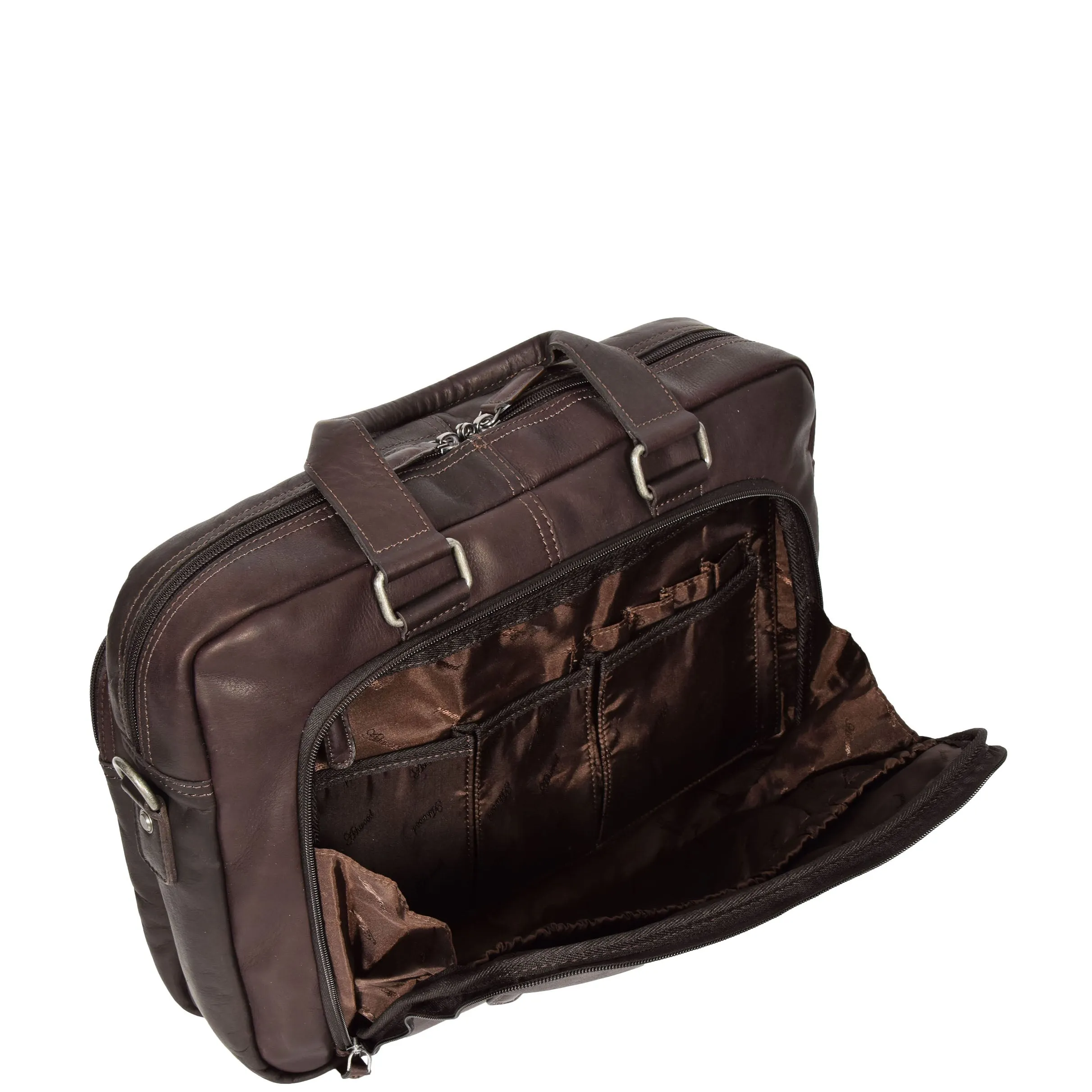 Mens Leather Laptop Organiser Briefcase HL341 Brown