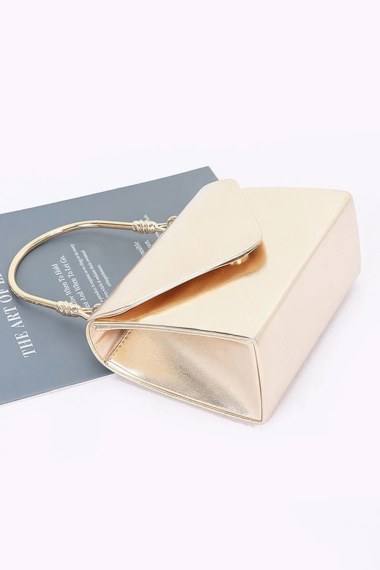 Metallic Metal Handle Crossbody Bag