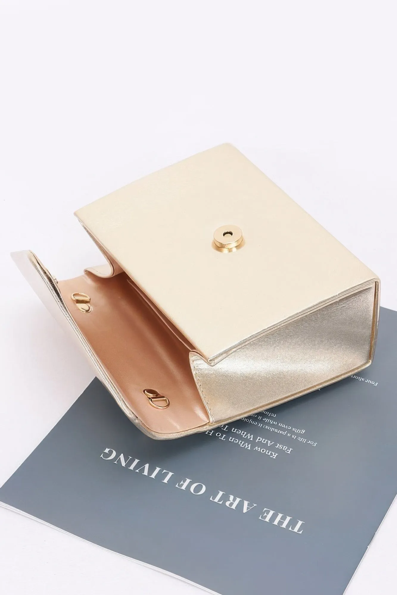 Metallic Metal Handle Crossbody Bag