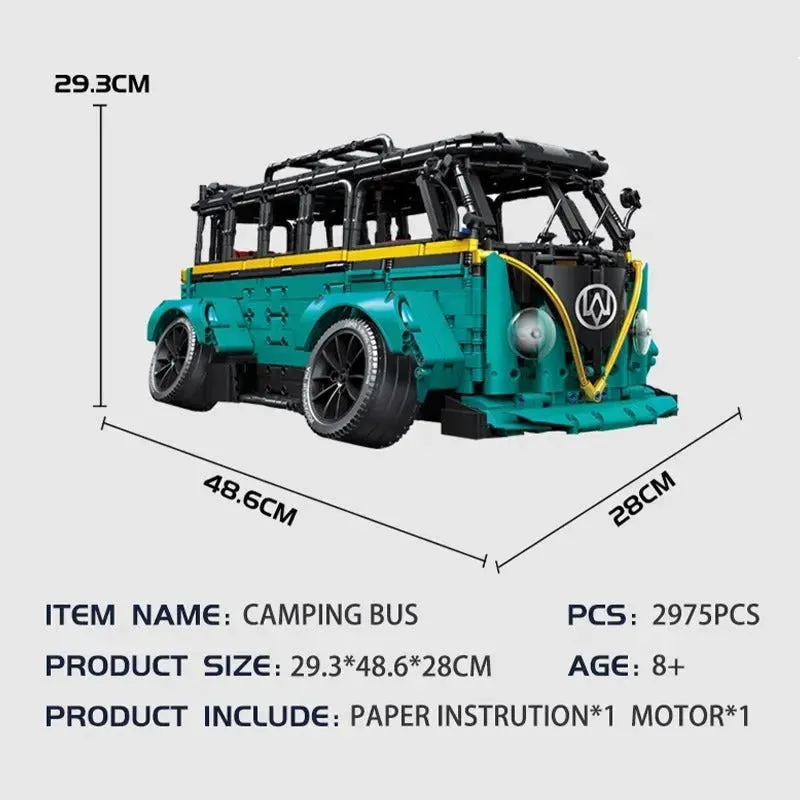 MOC City Tech T2 Low Pitched Camping Bus Bricks Toys C021