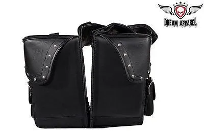 MOTORCYCLE WATERPROOFEXLARGE STUDDED PVC THROWOVER SADDLEBAG W/EXTRABONUS POCKET