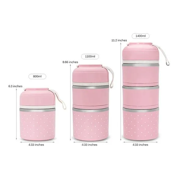 Multilayer Cute Thermal Lunch Box Stainless Steel Food Container