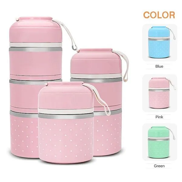 Multilayer Cute Thermal Lunch Box Stainless Steel Food Container