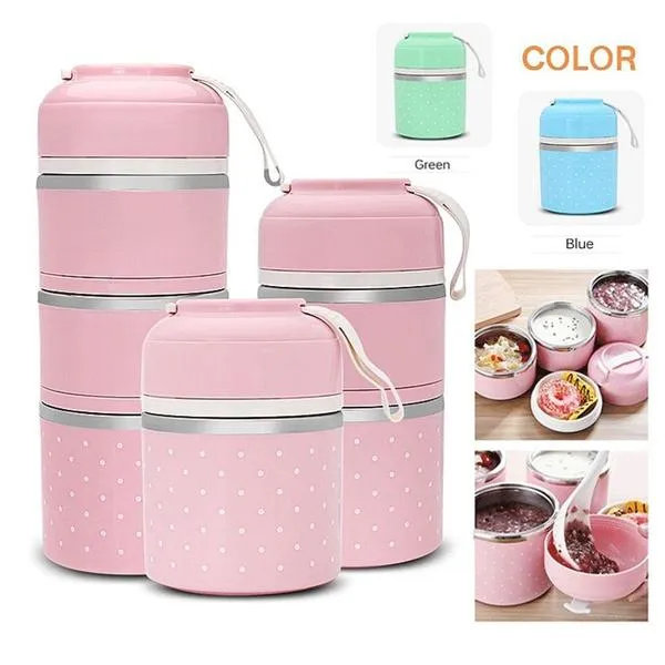 Multilayer Cute Thermal Lunch Box Stainless Steel Food Container