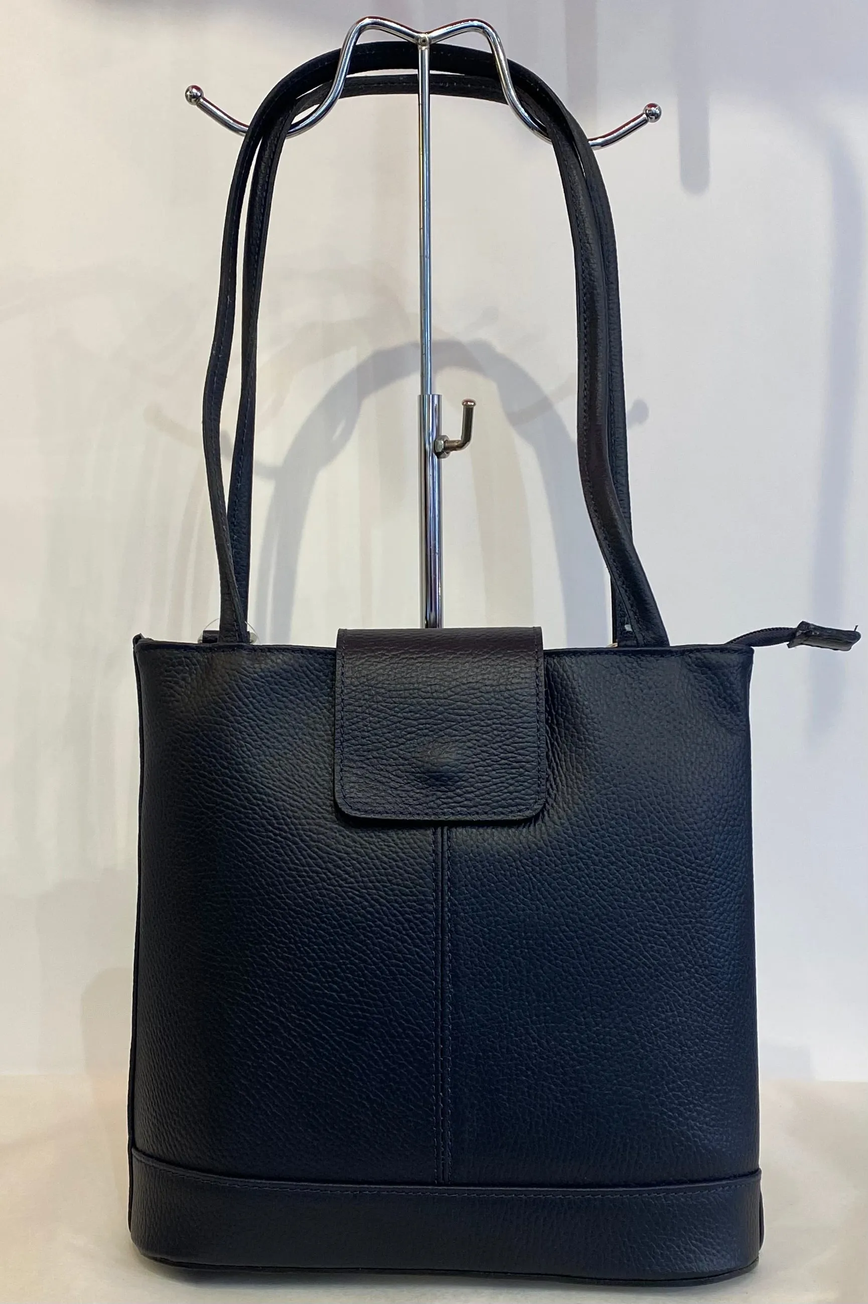 Multiway Leather Bag - Navy