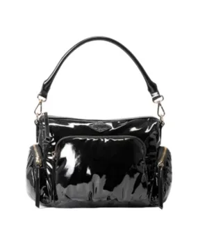 MZ Wallace Black Lacquer Small Chelsea Crossbody Bag