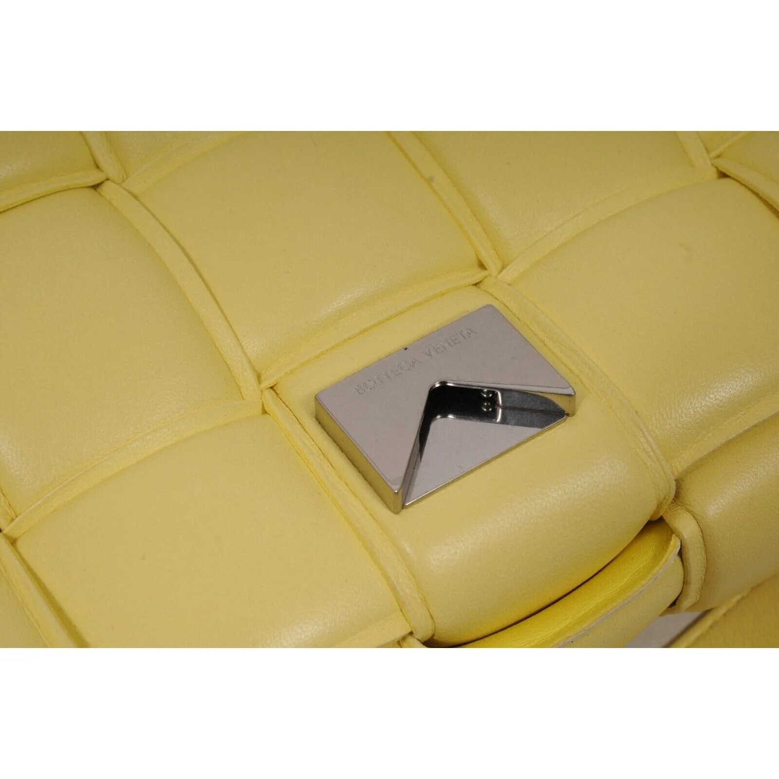 Padded Cassette Crossbody Bag Yellow Intrecciato Leather