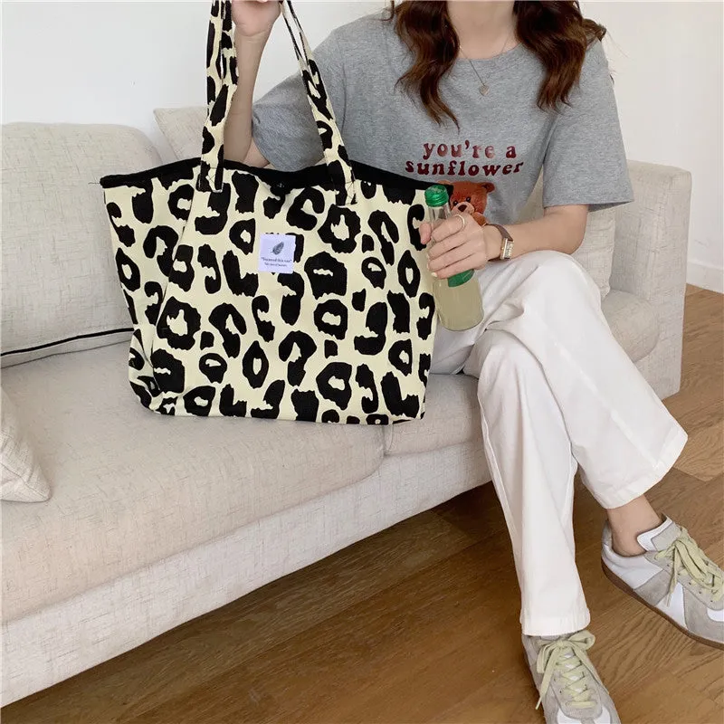 Paziye Leopard Print Large Capacity Tote