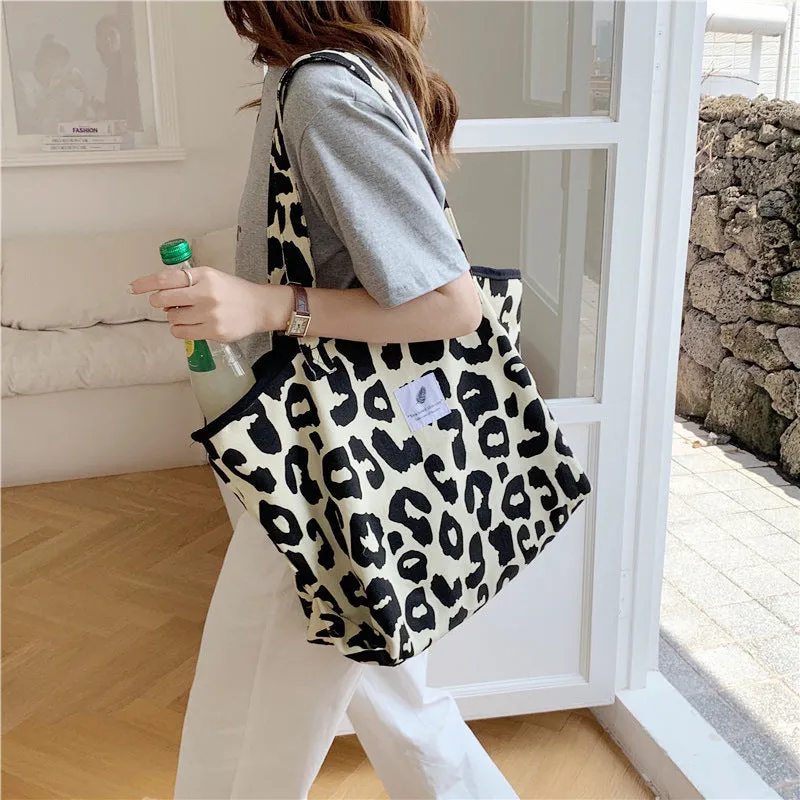 Paziye Leopard Print Large Capacity Tote