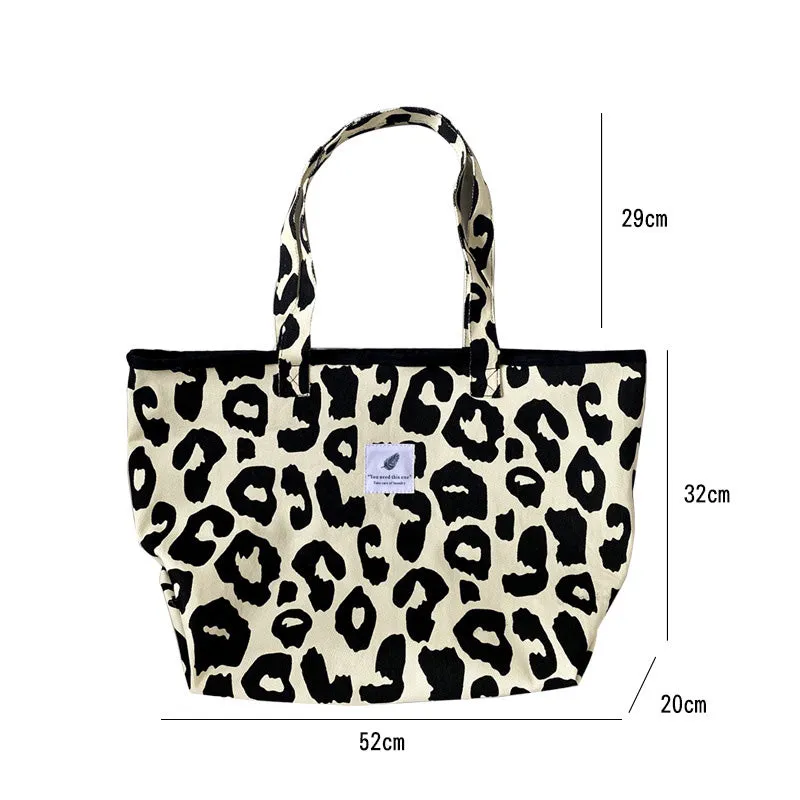 Paziye Leopard Print Large Capacity Tote