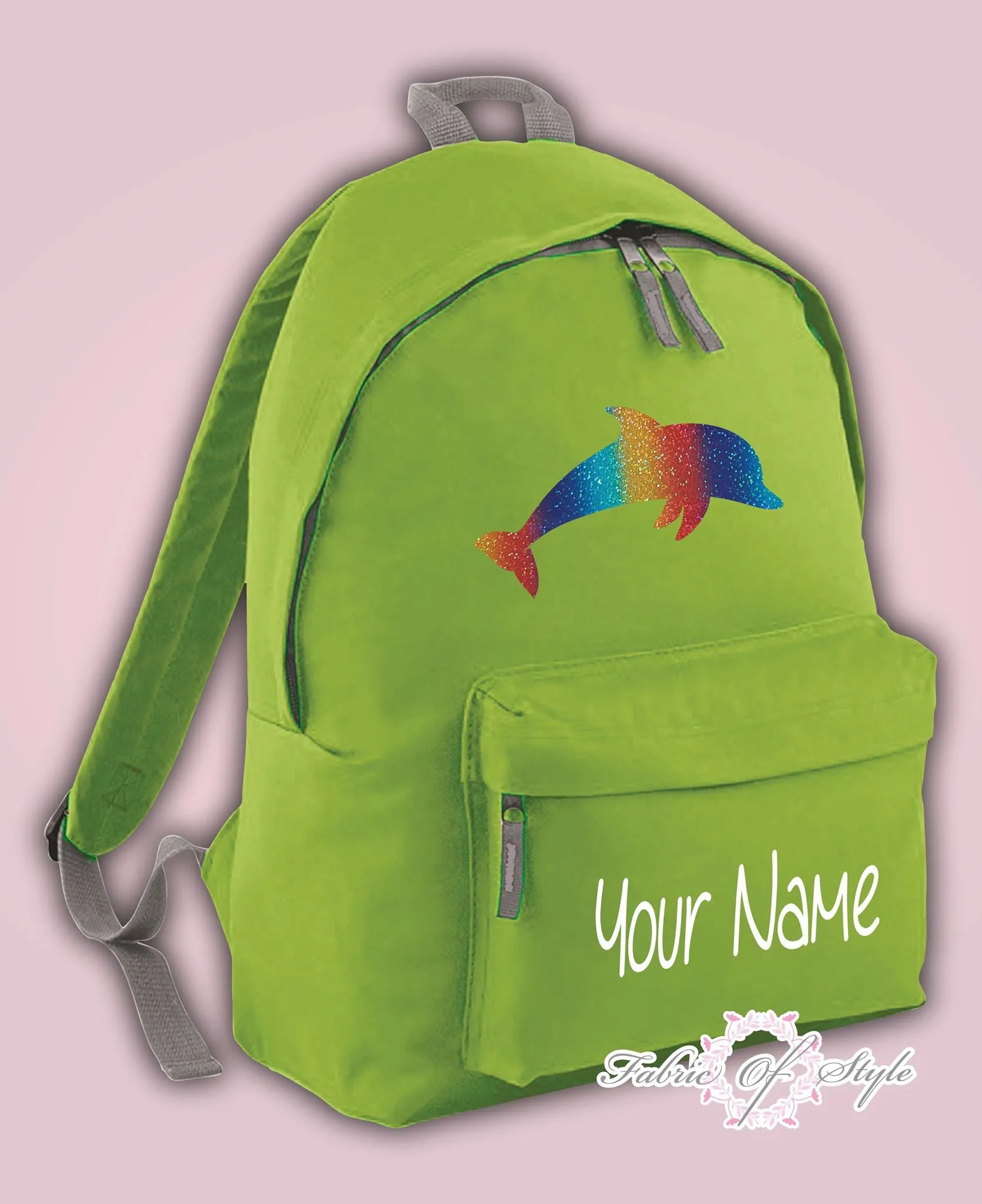 Personalised Kids Backpack - Any Name Dolphin Girls Boys Back To School Bag