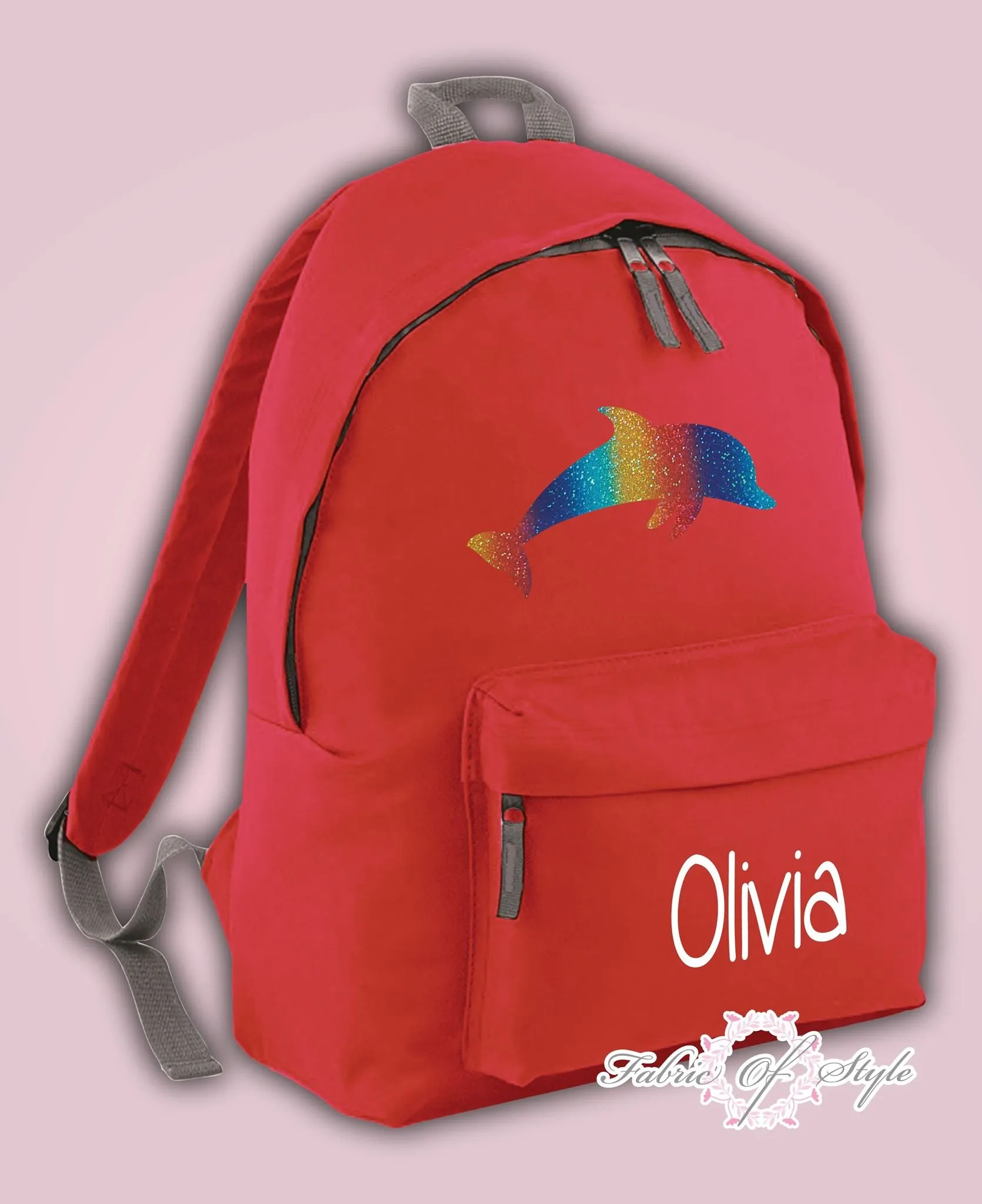 Personalised Kids Backpack - Any Name Dolphin Girls Boys Back To School Bag