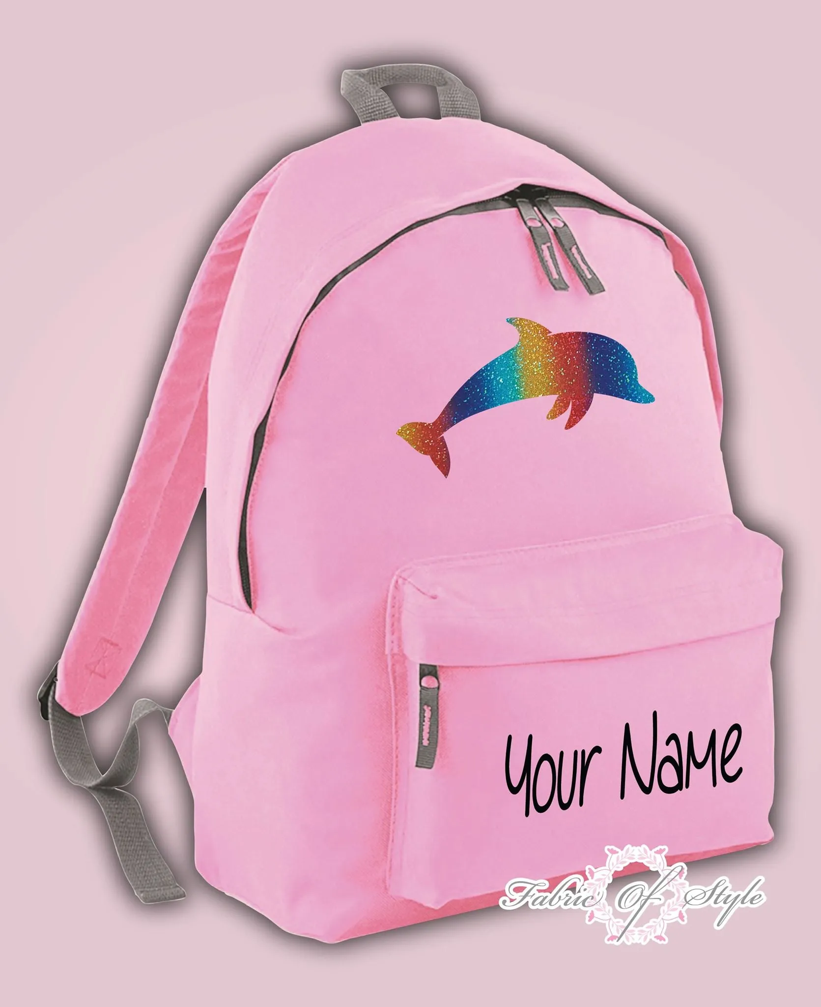 Personalised Kids Backpack - Any Name Dolphin Girls Boys Back To School Bag