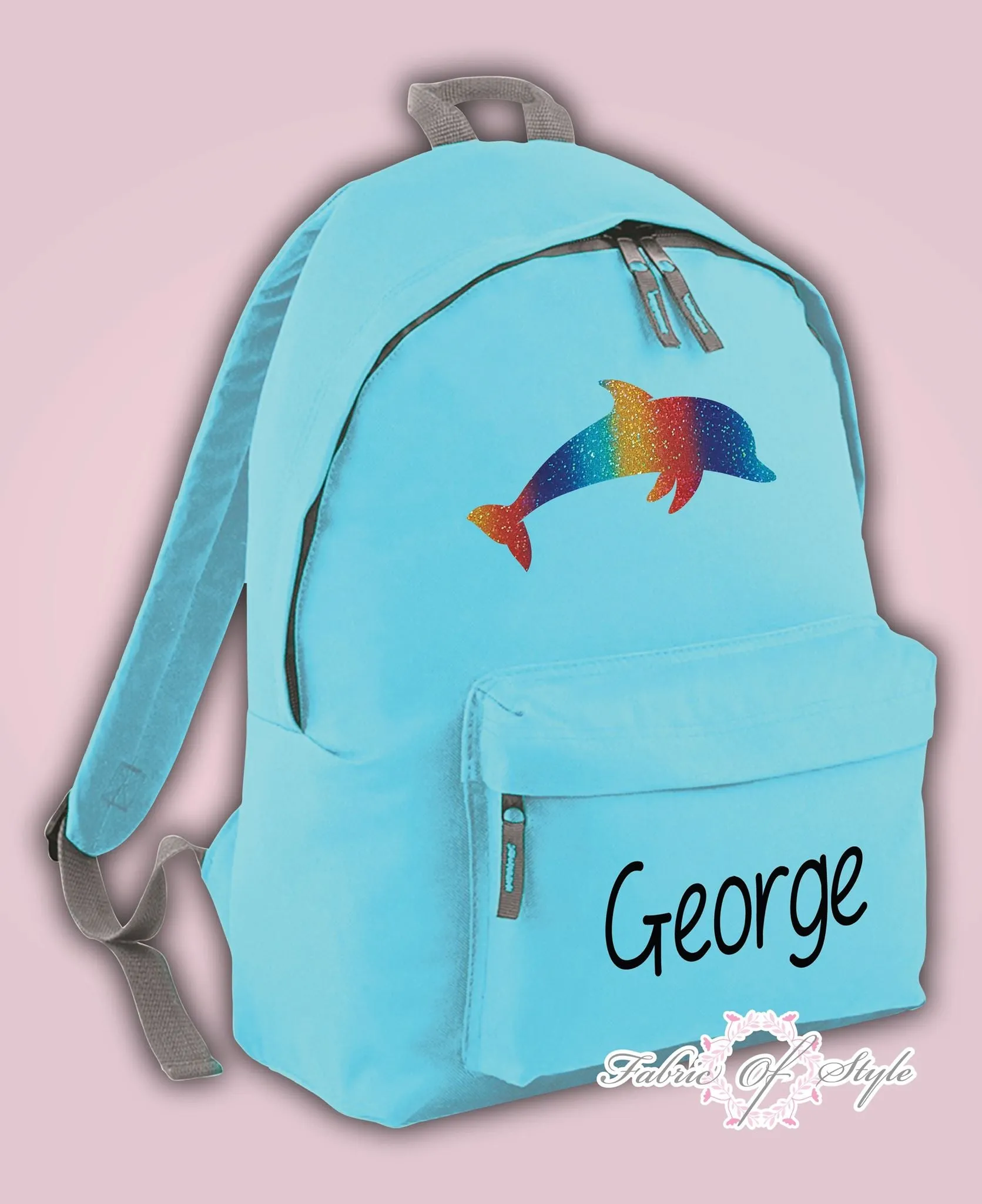 Personalised Kids Backpack - Any Name Dolphin Girls Boys Back To School Bag