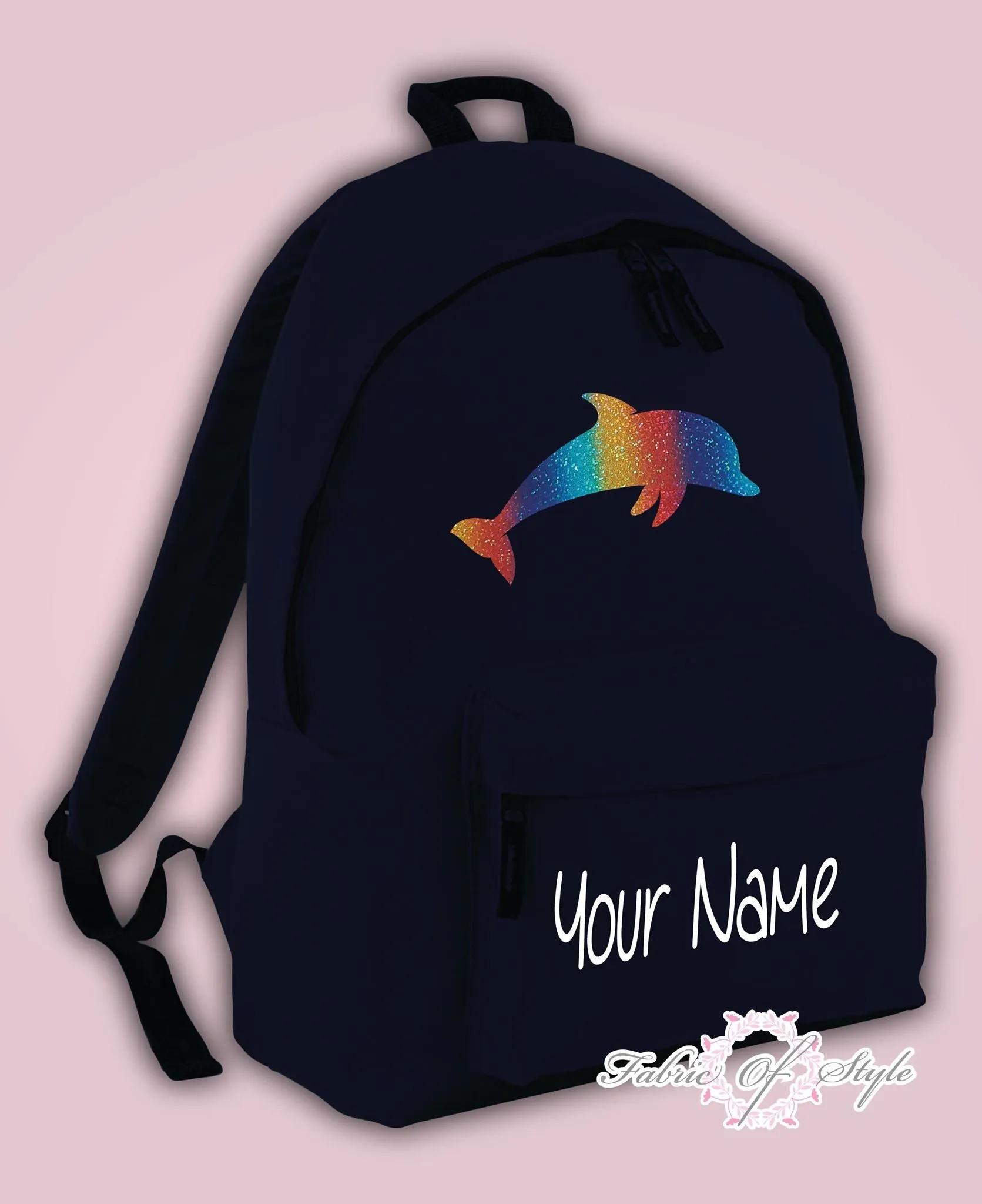 Personalised Kids Backpack - Any Name Dolphin Girls Boys Back To School Bag