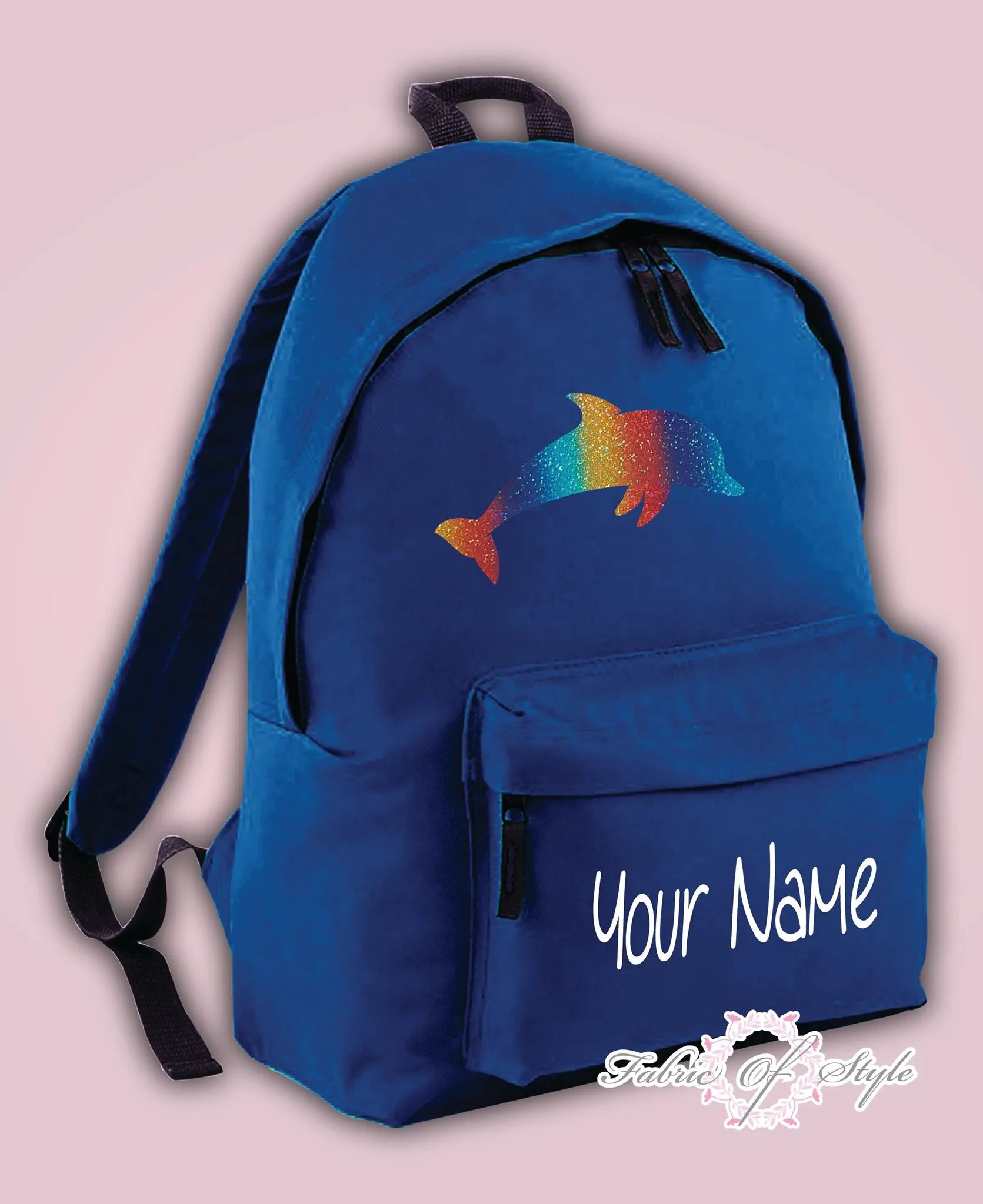 Personalised Kids Backpack - Any Name Dolphin Girls Boys Back To School Bag