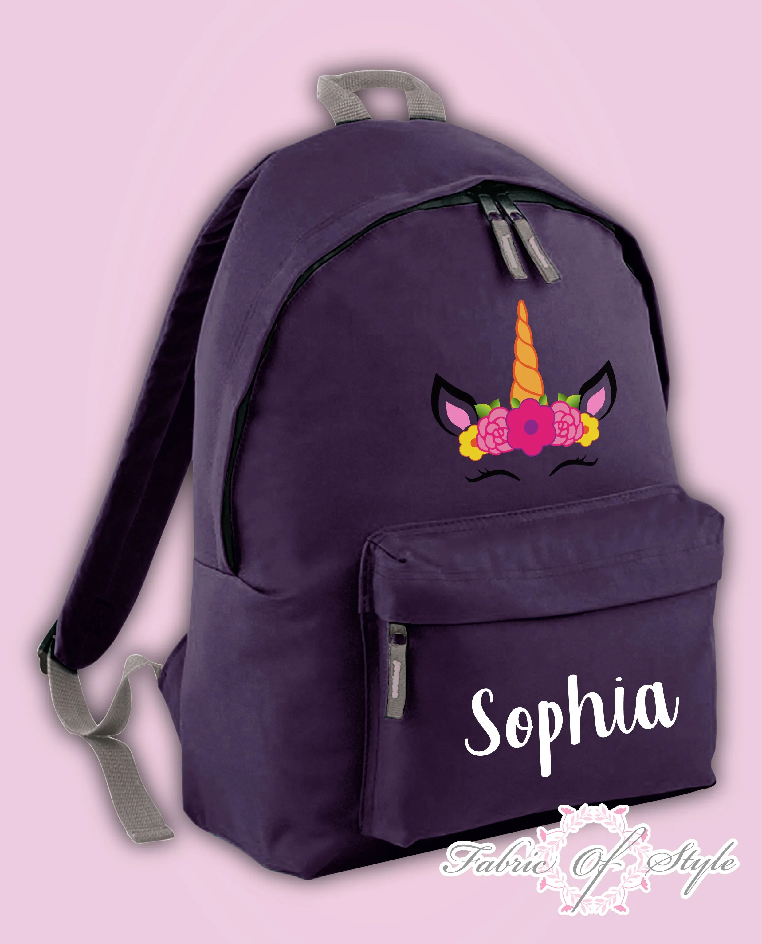 Personalised Kids Backpack - Any Name Unicorn Girls Boys Back To School Bag