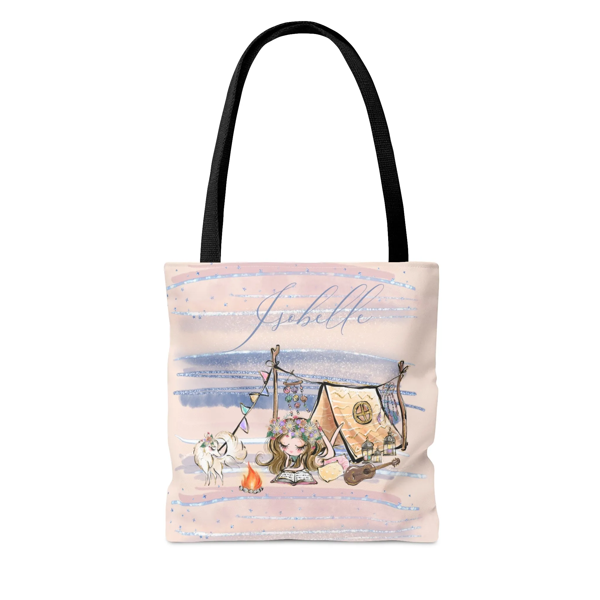 Personalised Tote Bag, Free Spirit Boho Camping Tote Bag