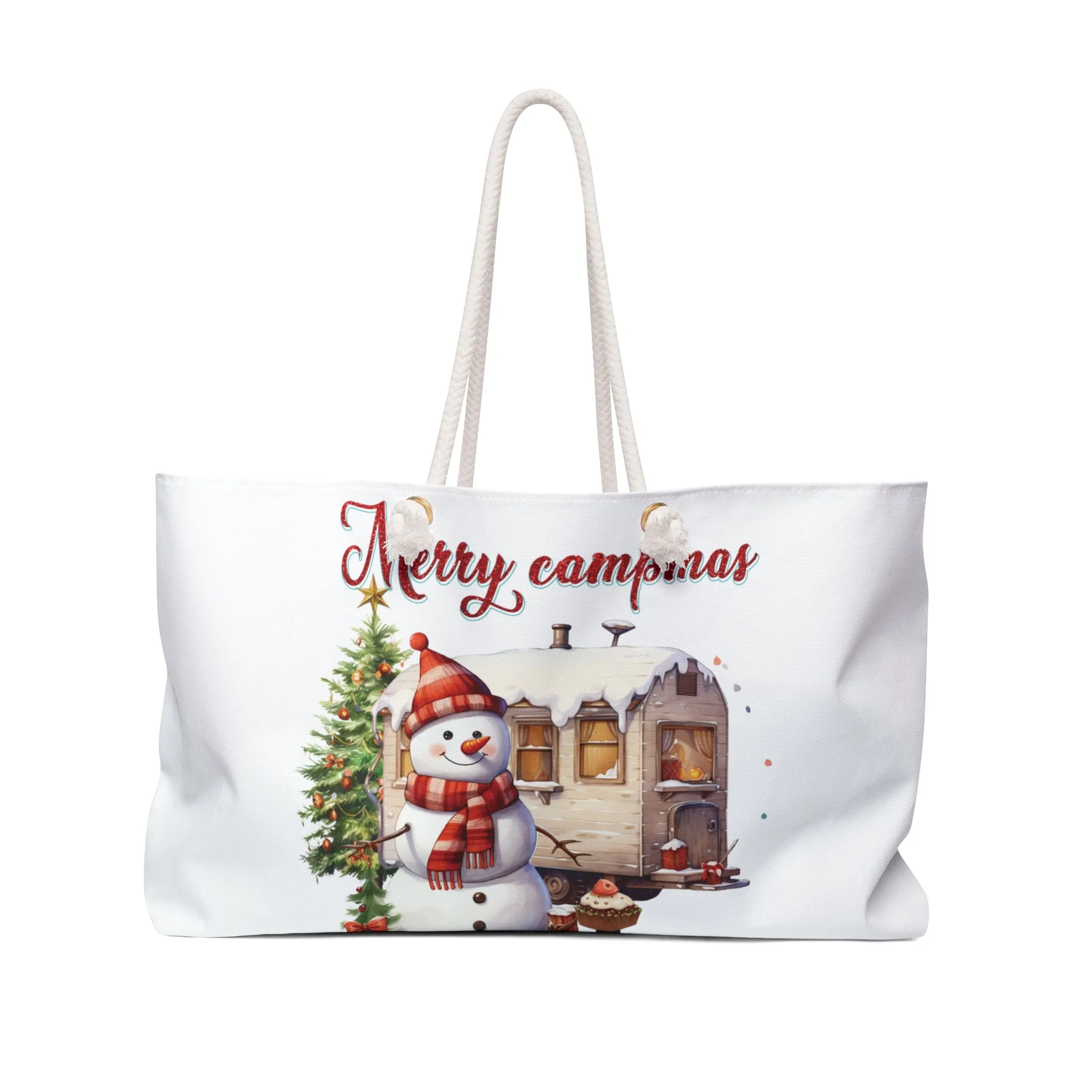 Personalised/Non-Personalised Weekender Bag, Merry Campmas, Large Weekender Bag, Beach Bag, Book Bag