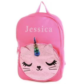 Personalized 17 Inch Critter Backpack - Unicorn Kitty