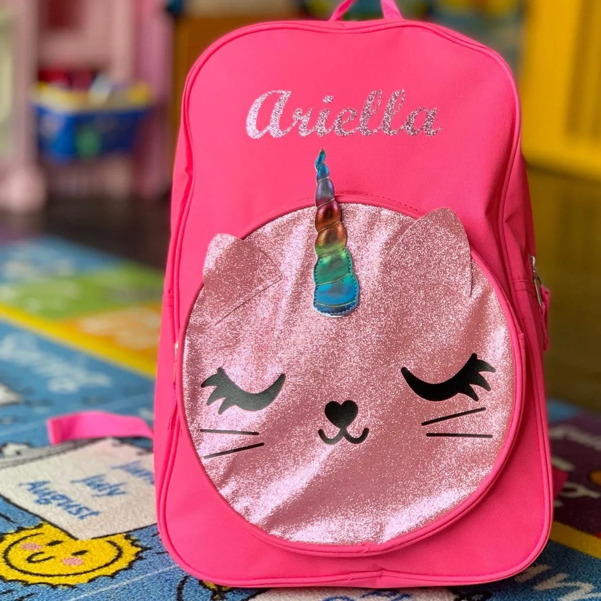 Personalized 17 Inch Critter Backpack - Unicorn Kitty