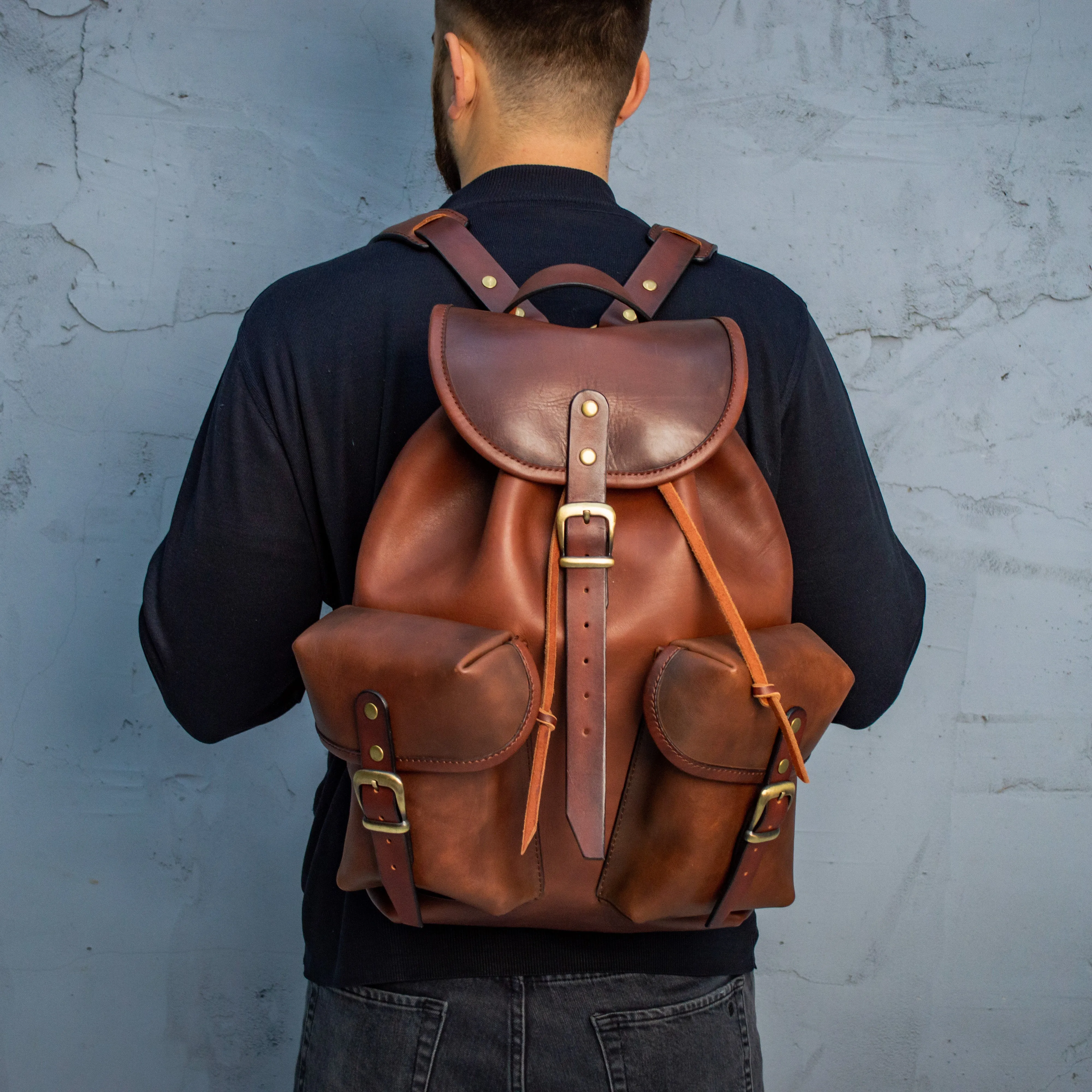 Personalized Backpack Handmade Full Grain Leather Backpack Travel Backpack