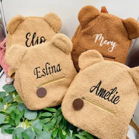 Personalized Embroidered Toddler Backpack Bag Lightweight Plush Bear Bag Kids Custom Name Backpack Gift for Boys Girls Ladies