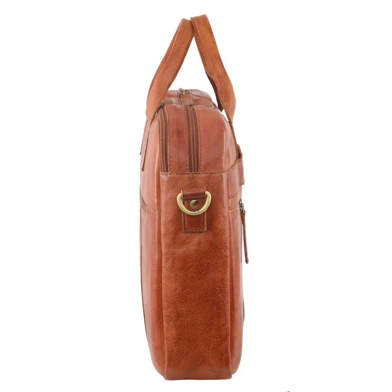 Pierre Cardin Rustic Leather 15" Laptop Bag (Cognac)