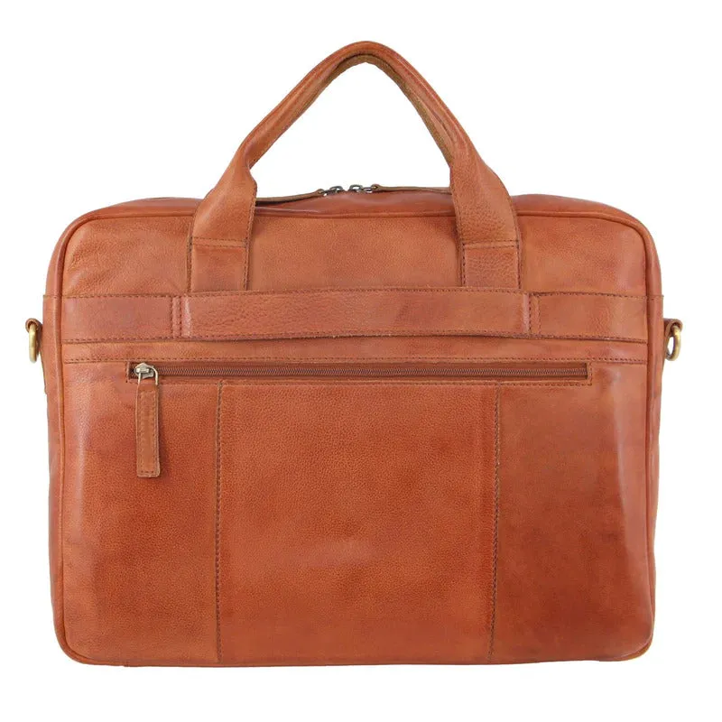 Pierre Cardin Rustic Leather 15" Laptop Bag (Cognac)