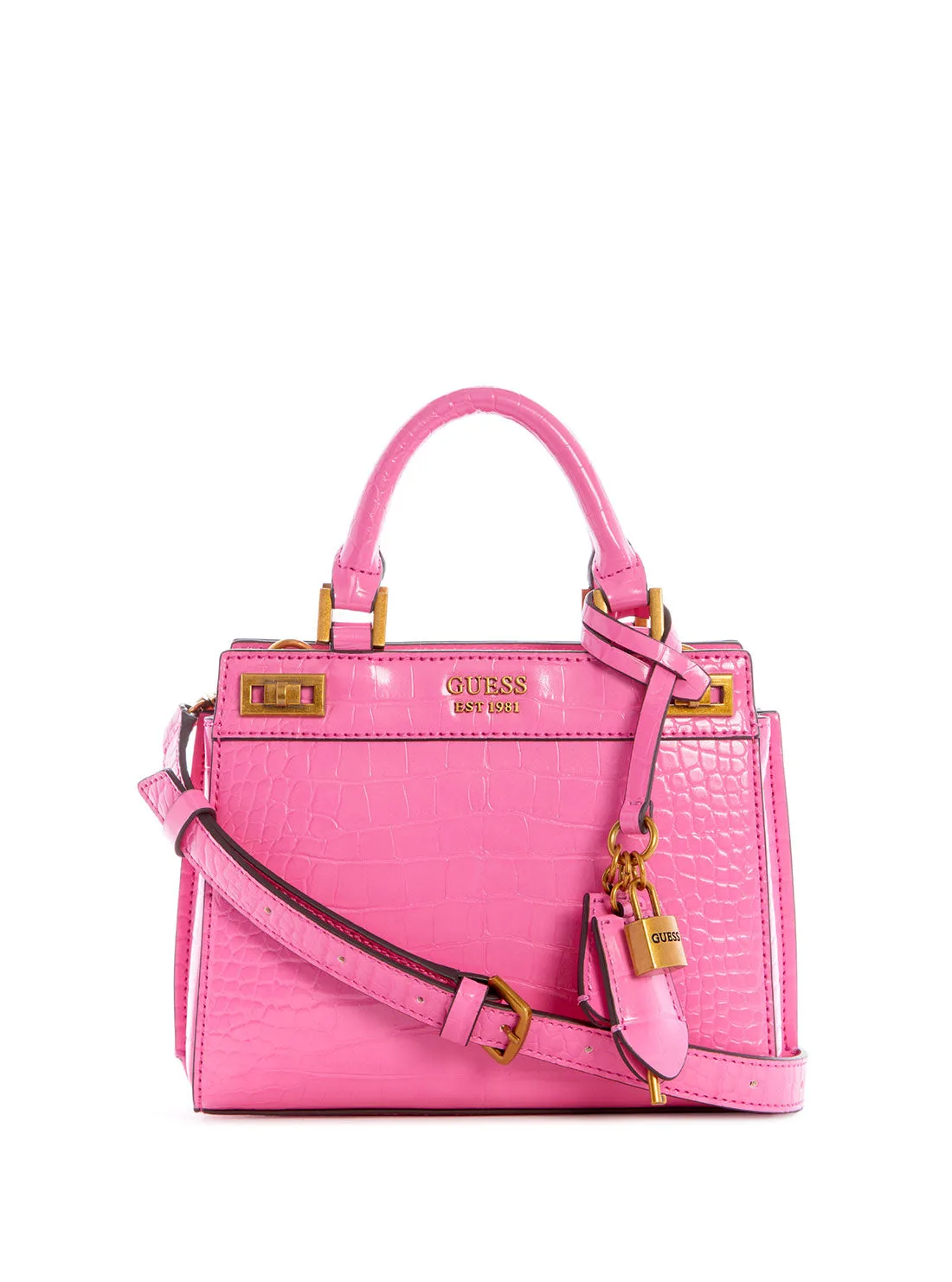 Pink Katey Croc Mini Satchel Bag