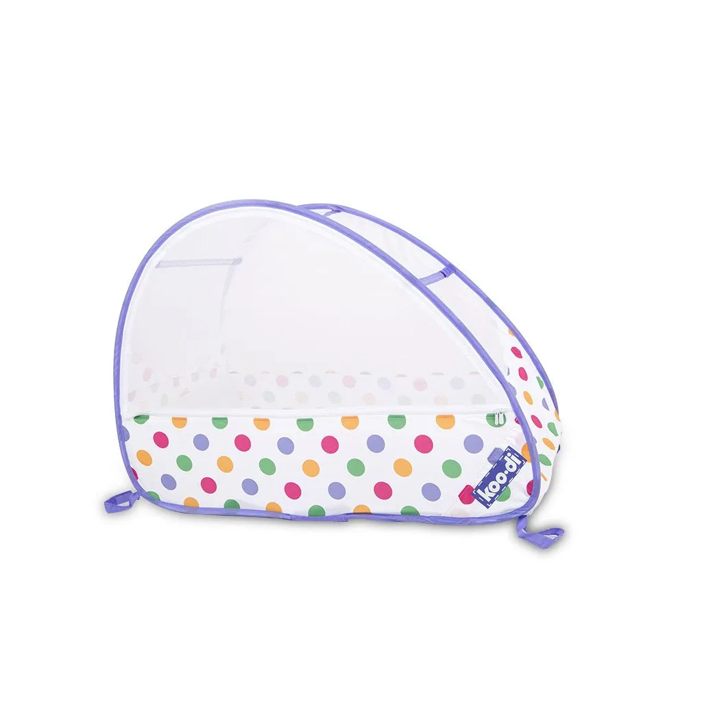 Pop-Up Travel Bubble Cot & padded mattress (6 to 18 months) Pastel Polka Dot