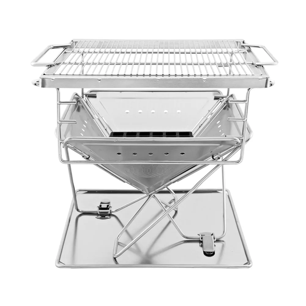 Portable 2-in-1 Fire Pit BBQ Grill, Stainless Steel | Grillz