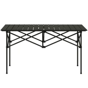 Portable Camping Table, Lightweight Folding Aluminium Picnic Table with Roll Up Top, Carry Bag for Picnic, Hiking, Cooking