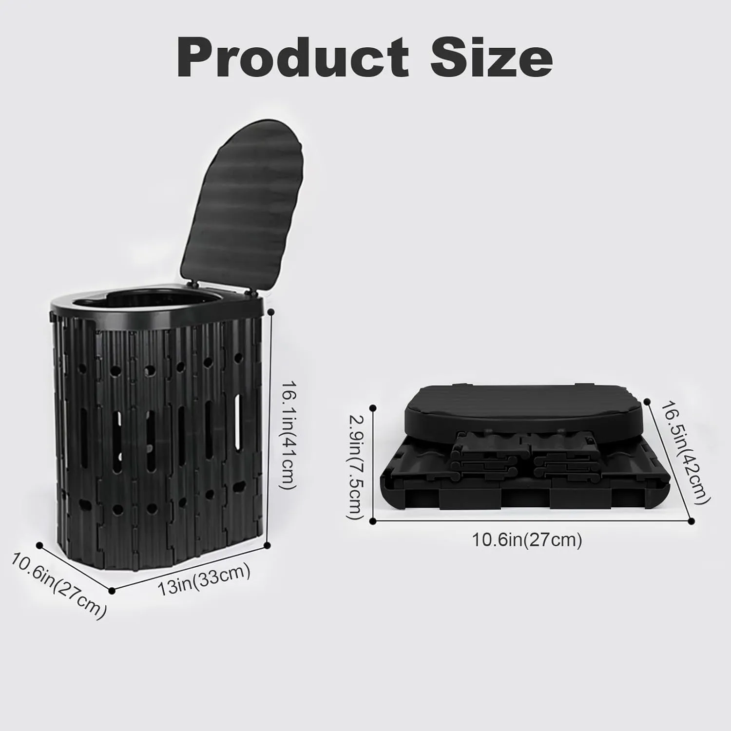 Portable Camping Toilet with Lid -41cm